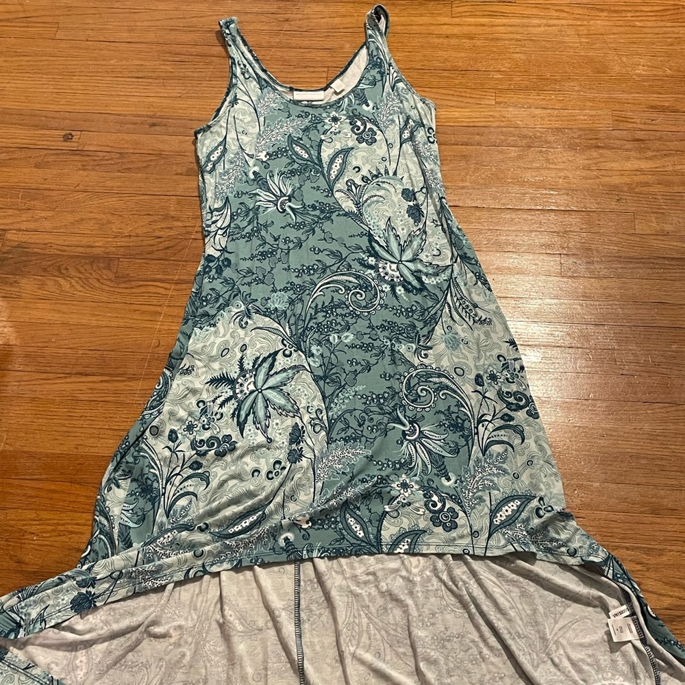 New York &  Company Teal Pattern Tank Dress Size Medium